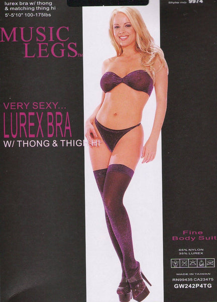 Lurex tube bra and thong and thigh high
