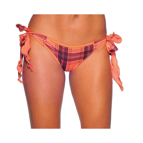 Plaid Print Tie Side Scrunch Butt Rio Bikini Bottom