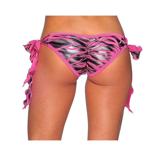 Zebra Print Tie Side Scrunch Butt Rio Bikini Bottom
