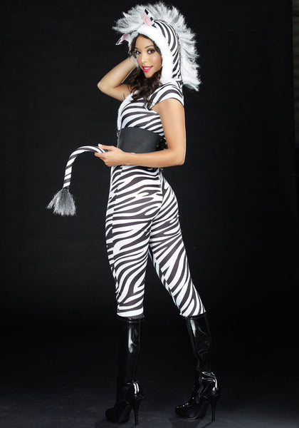 Sexy Striped "Punk Inspired" Zebralicious Jumpsuit Costume