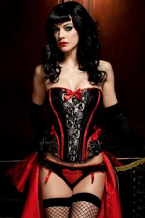 Black & Red Raven Corset with Support Boning and Side Zipper